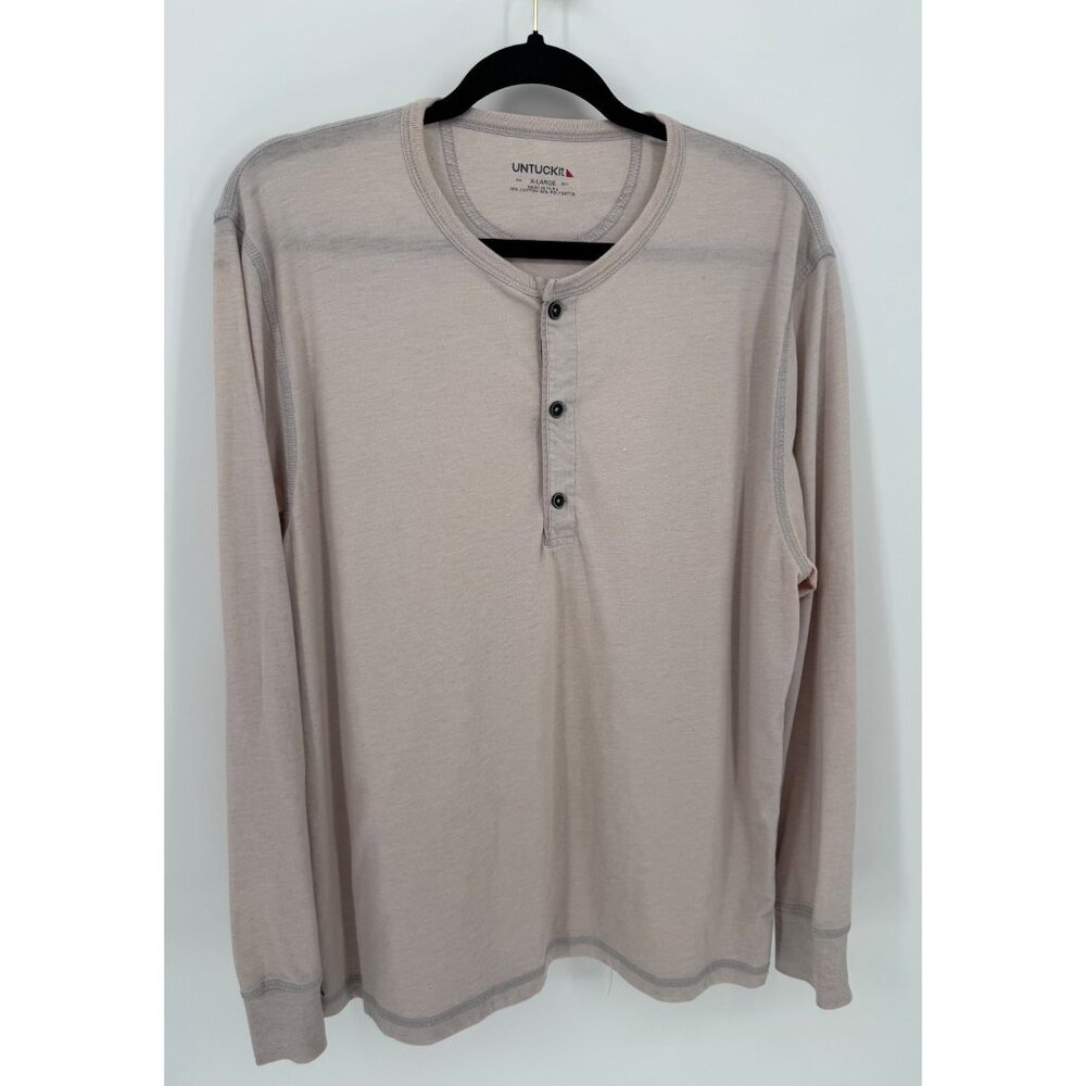 Untuckit Beige Henley Long Sleeve Shirt X-Large